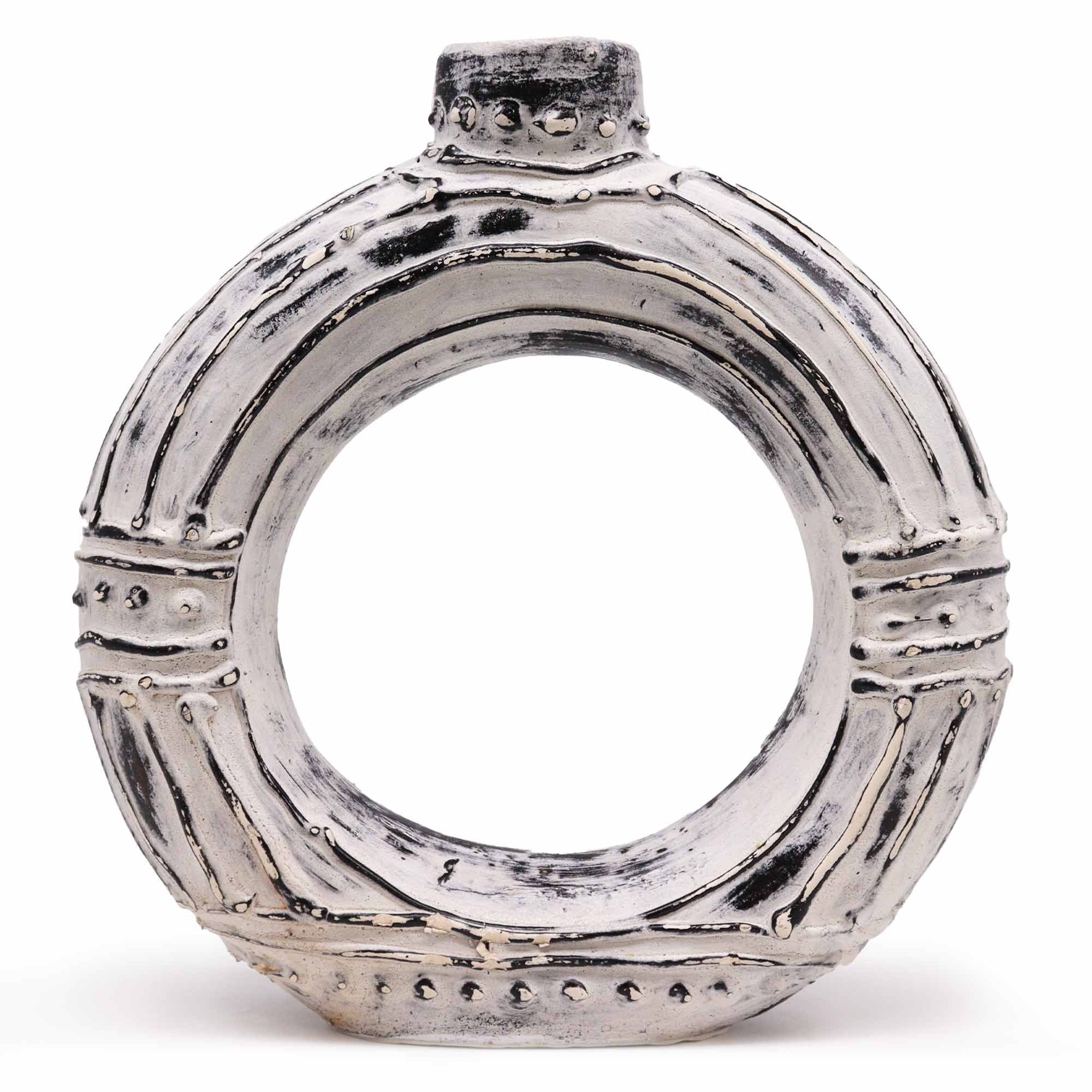 Round Donut Shaped Vase Ornament - Cream 30cm