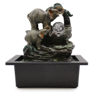 Tabletop Water Feature Elephant Family