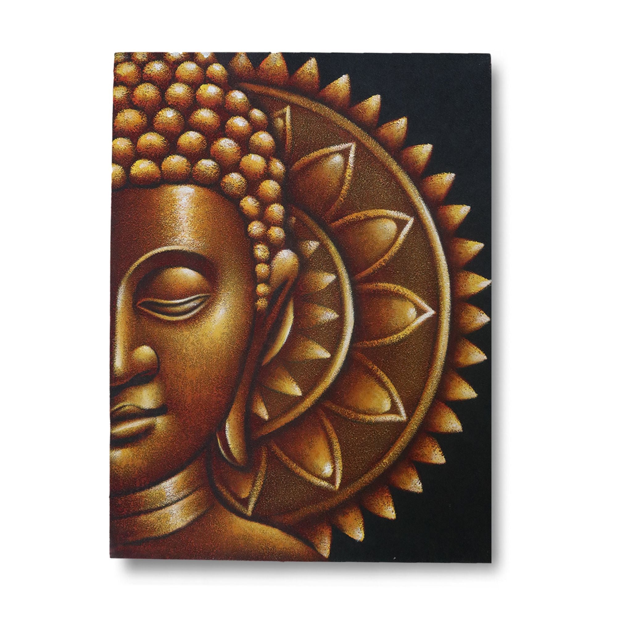 Buddha Hand Painted Art Gold Half Buddha Mandala