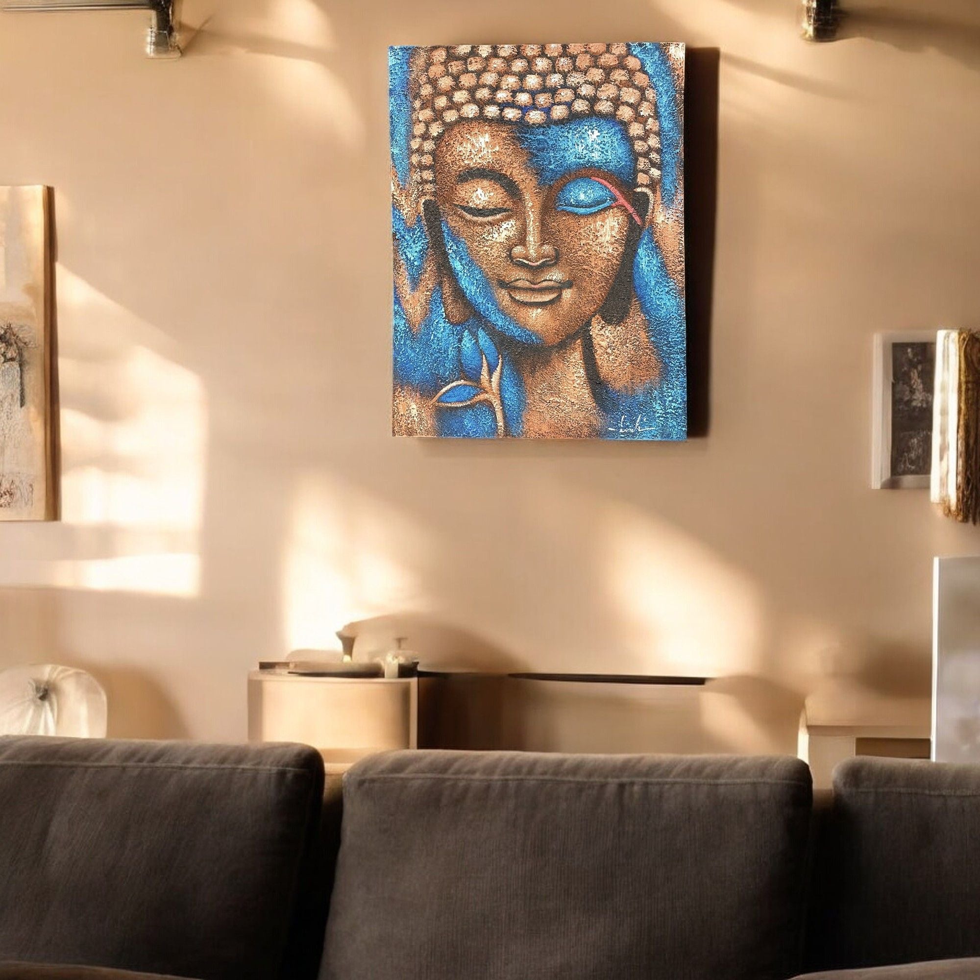 Bronze & Blue Buddha Painting