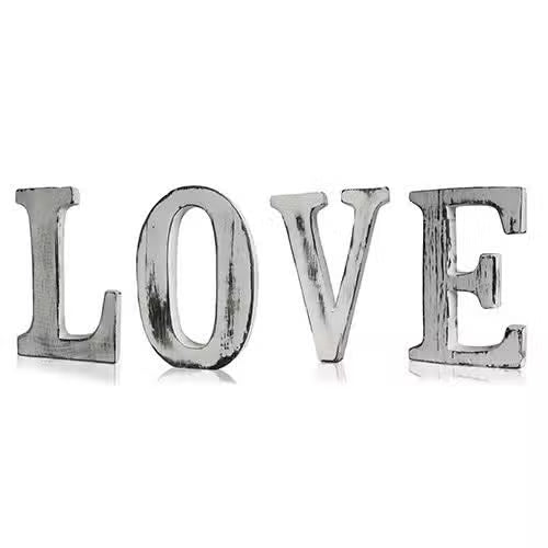Handcarved Shabby Chic Word Plaque Word Set Plaque ‘I LOVE MUM’