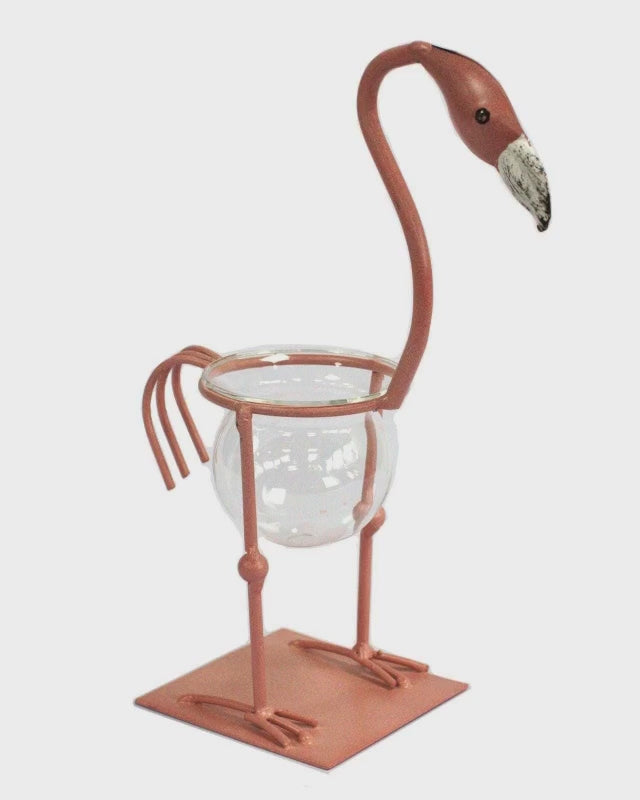 Hydroponic Home Décor Pots - Industrial Iron and Wood Frame, Round Glass Tubes for Plants and Flowers