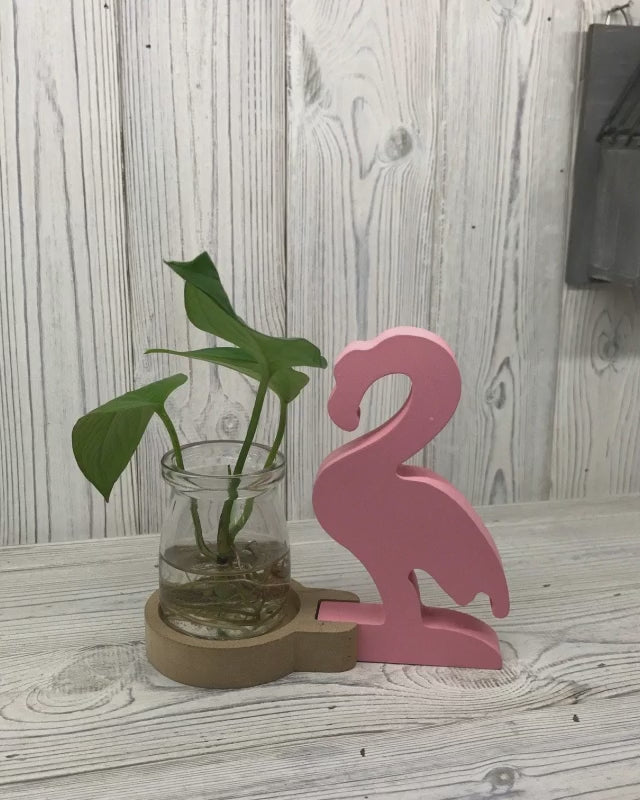 Industrial Hydroponic Display with Glass Tubes Iron Wood Frame Minimalistic Floral Vase Deco