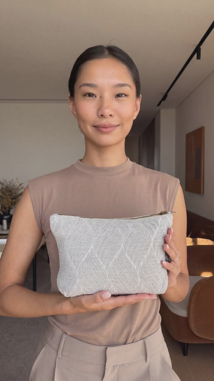 Handmade Cotton Toiletry Bag Moonlit Grey Weave Jacquard