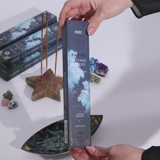 Aquarius Incense Sticks with Amethyst Gemstone Crystal Giftset