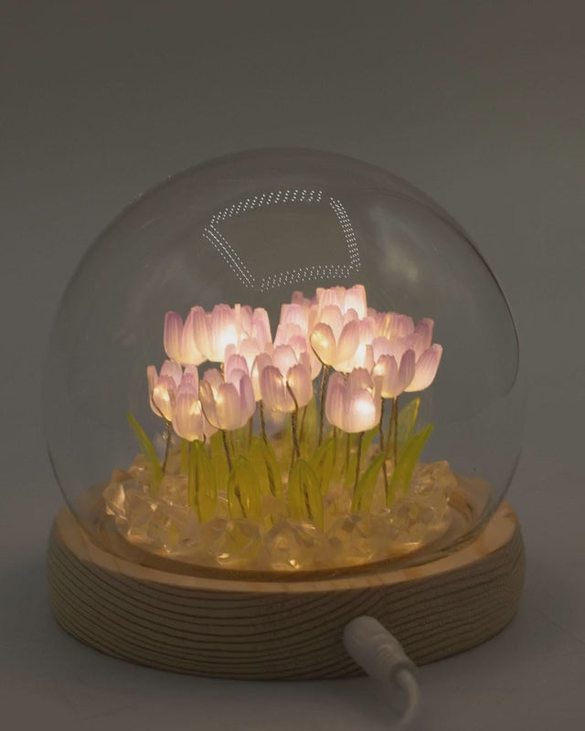 Floral Tulip LED Light Dome, USB Powered Soft Glow Decorative Lamp for Shelves, Bedside, Home Décor