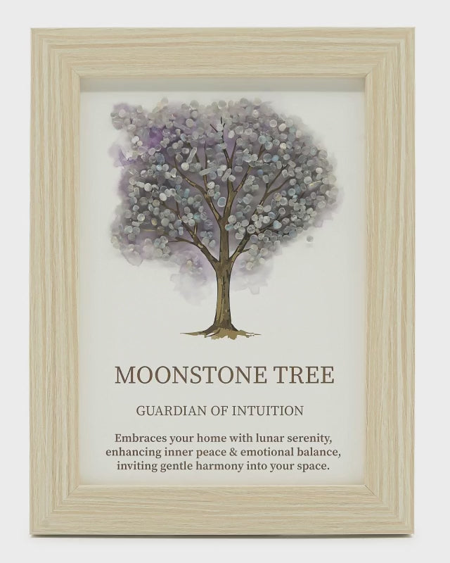 Moonstone Gemstone Crystal Decorative Picture Tree of Life Handmade
